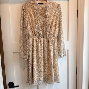 Reserved Cream Long Sleeve Dress with Black Dots